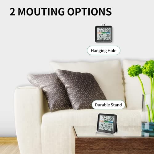 NOKLEAD thermometre interieur hygrometre-thermomètre digital maison avec Grand rétroéclairage tactile, Max/Min Horloge de Confort d'Air Moniteur humidimetre pour Serre Chambre de Bébé Chambre,Noir