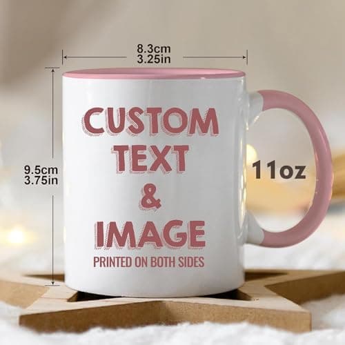 SECOGM Tasse Personnalisée Les 2 Côtés Avec Photo et Texte -Mug Personnalisé-Cadeau Fete Des Mere pour Maman Meilleur Ami Anniversaire-Polices et Couleurs Personnalisée-11Oz