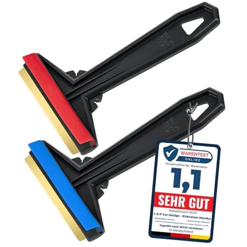 Grattoir pare Brise Voiture - rapide, sans effort et efficace - Murska [ Lot de 2 ] Raclette pare Brise Voiture - lame en laiton - Premium HIPS - Gratte pare Brise Voiture Finlande L&P A054-2