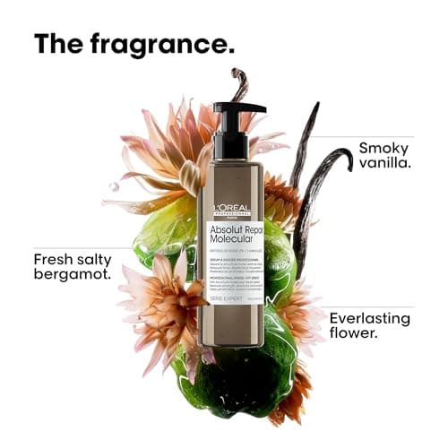 L'OREAL PROFESSIONNEL - Absolut Repair Molecular - Cheveux Très Abîmés, Raides à Bouclés - Traitement Moléculaire & Instantané - 3x Plus de Force