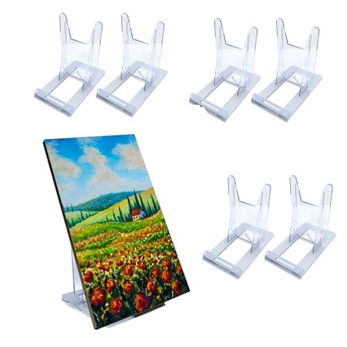 AIVORO 6 PCS Support Assiette Decorative Transparent Plastique, Presentoir Livre, Chevalets et Support Assiette ou Porte Assiette Support Cadre Photo