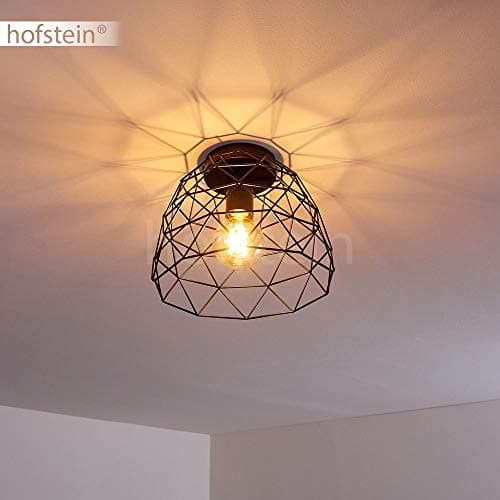 Plafonnier Hajom en métal noir, luminaire moderne créant un motif lumineux géométrique au plafond, pour 1 ampoule E27, ampoule(s) non incluse(s)