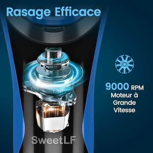 SweetLF Rasoir Electriques Hommes, Rasoir 2 en 1 2024, Tête Flottante 4D, Autonomie de 120 Mins, Longue Durée de Vie, Étanchéité IPX7, Utilisable à Sec et Sous L'eau, Écran LED (Bleu Foncé)