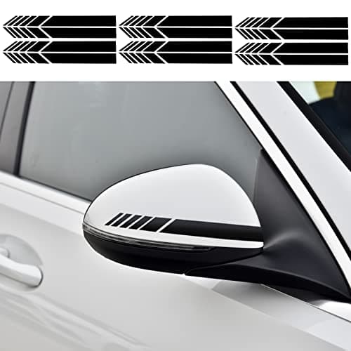 6Paires Voiture Arrière Vue Miroir Autocollant, Universels Autocollants Rétroviseur Vinyle Modifié Stripe Decal Décoration Auto Racing Body Side Stripe Decal pour Voitures SUV véhicules, Noir(20×2cm)
