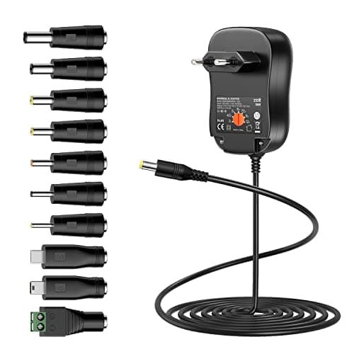Zolt Adaptateur Secteur Universel 3V 4.5V 5V 6V 7.5V 9V 12V AC DC Adaptateur Multi-Tension avec Port USB 5V 2A et 10 Connecteurs DC, 2000mA Max.