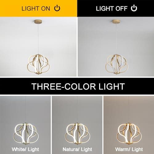 ZenithBeam Led Moderne Lustre Salon, Doré Suspension Luminaire Avec TéLéCommande, Ligne De Lampe De DéCoration Artistique à Intensité Variable 40W 8 LumièRes Lustre Chambre Pour Salon, Cuisine