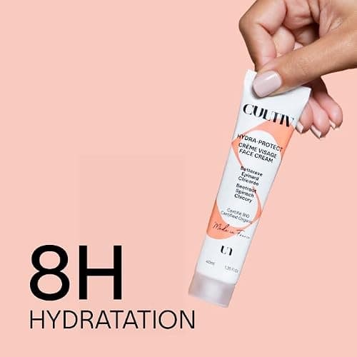 Cultiv Cosmetique - Crème hydratante jour & nuit 40ml - Hydratation longue durée - Peaux sèches à normales- Non comédogène, Non grasse, Sans parfum - 99% Ingrédients Naturels - Bio et Vegan