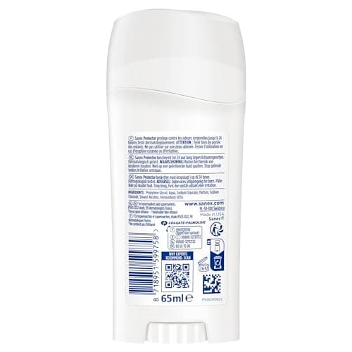 Déodorant Stick Sanex dermo Protector - Fraîcheur 24H, Anti-Odeurs, Testé dermatologiquement, Restaure le PH Naturel de la Peau - Stick 65 ml
