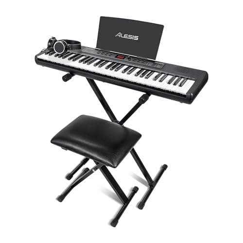 Alesis Melody 61 MK4 Clavier Piano 61 Touches avec Accessoires | Portable, 300 Sons, Modes Split/Layer, Inclus Cours, Stand, Banquette, Microphone et Casque, pour Débutants