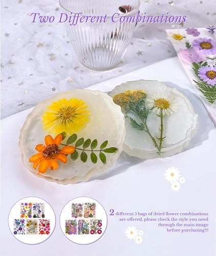 Gugxiom Fleurs Pressées Séchées pour Résine, 5 Sacs de 100 Fleurs Pressées, 5 Thèmes de Couleurs, Fleurs Sèches pour Nail Art, Résine, Conception de Bijoux DIY, Coques de (Type 2)