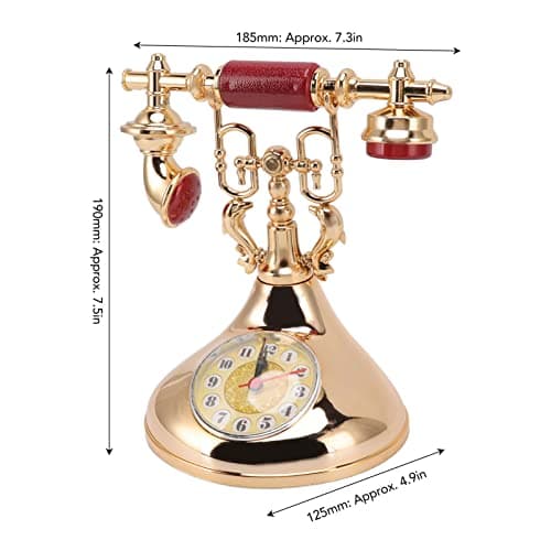 Topyond Réveil Téléphonique Rétro, Réveil Téléphonique Vintage, Réveil Téléphonique Vintage élégant Unique Alimenté par Batterie pour Le Bureau du Café à la Maison(YF020-2) Cadeau Femme