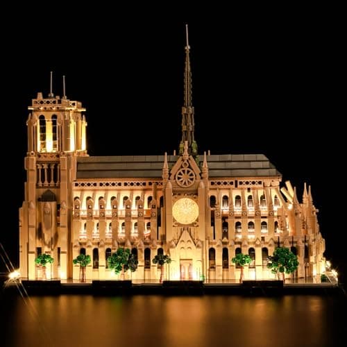BrickBling Kit d'éclairage télécommandé pour Lego Notre-Dame de Paris (pas Lego), ensemble d'éclairage LED pour Lego 21061 Architecture Notre-Dame de Paris Cadeau créatif