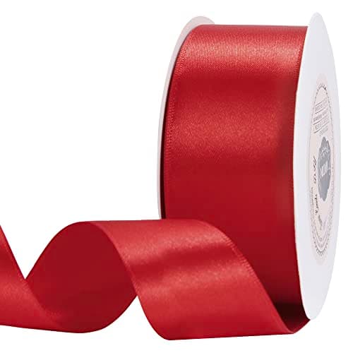 VATIN Ruban Satin 38mm x 25m Double face éclat satin Rouge Ruban décoratif pour mariage, baptême et anniversaire