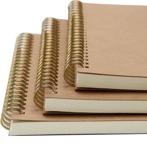 VEESUN A5 Cahiers Classique Lot de 4 avec Reliure Double Spirale, Bloc Note Notebook Carnet Dessin Kraft Couverture Convient pour L'école L'écriture Garçons Filles et Enseignants, 80 Feuilles Blanche