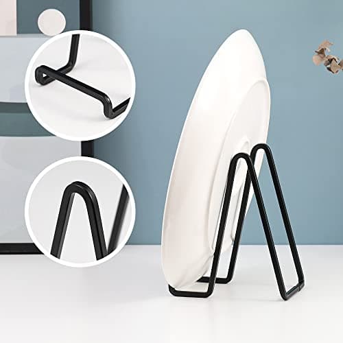 Chevalet Support Presentoir Porte Assiette - 6 Pouces Metal Support Assiette Decorative - Support Cadre Photo de Table - Présentoir de Fer pour Plaque | Livre Cuisine | Carte Postale | Art - Noir