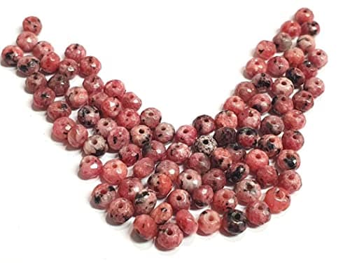 Lot de 30 perles en agate à facettes, rondes, semi-précieuses, 4 mm, jaspe rouge
