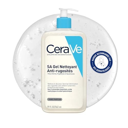 CeraVe - SA Gel Nettoyant Anti-Rugosités - Nettoie la Peau, Elimine les Rugosités - Acide Salicylique + Acide Hyaluronique + 3 Céramides Essentiels - Peau Sèche, Rugueuse, Squameuse - 564 ml