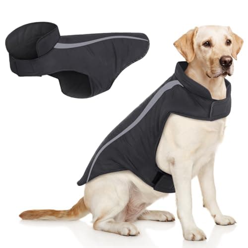 Idepet Chien Manteau Hiver imperméable Chaud Gilet vêtements réfléchissante Sangle Patchwork rembourré Veste à Capuche pour Petit Moyen Gros Chiens