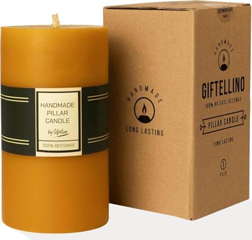 Bougie Pilier en 100% Pure Cire d'Abeille Extra Large - Durée de 80 Heures - Cire d'Abeille Pure et Mèche en Coton - Bougie sans Parfum pour les Urgences - Cadeau pour les Amateurs de Bougies