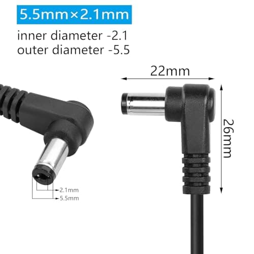 GINTOOYUN DC 5.5mm X 2.1mm 90 degrés mâle à mâle câble dc5521 Angle Droit Bobine Adaptateur d'alimentation rallonge pour CCTV Surveillance, caméras de sécurité,etc (Pack de 2)