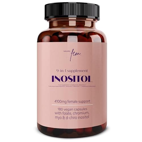 Inositol FEM Myo & D-Chiro 4100mg Gélules (180 Gélules) SOPK & Équilibre Féminin Supplément 9-en-1 — Myo Inositol, Folate 5-MTHF, Chrome, Zinc, B6, B12, D3, Sélénium & Manganèse, Naturel