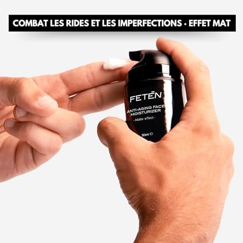 FETĒN Coffret Soin Visage Homme - Crème Hydratante Anti Rides et Contour des Yeux Anti Cernes - Skincare Routine Kit Anti Age - Trousse Cadeau Produits de Soins pour la Peau