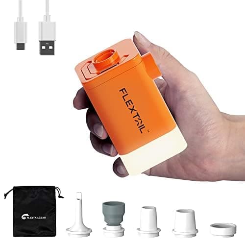FLEXTAILGEAR MP2Plus Mini pompe à air électrique avec batterie rechargeable et lanterne de camping pour matelas gonflable, matelas gonflable, flotteur de piscine, jouet gonflable