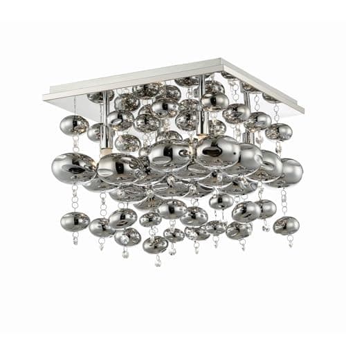 Lindby Suspension Esfera à intensité variable (Moderne) en Argent Métal e. a. pour Salon & Salle manger (à 4 lampes, G9) Luminaire Lampe Plafond Plafonnier