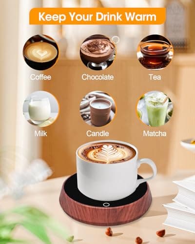 Chauffe Tasse Bureau avec Inductance Gravitationnelle pour Arrêt Automatique, Réchauffe Tasse à 3 Réglages de Température, Maintien Thé Lait Café au Chaud