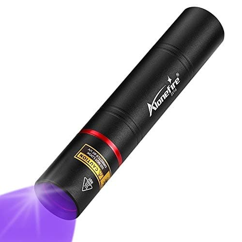 Alonefire SV16 5W Lampe Torche UV LED Puissante 365nm Rechargeable USB pour Peinture, Minéral, Fluoresceine, Détecteur D'urine, Durcissement de Resine avec Prise de Courant, Batterie 2600mAh Intégrée
