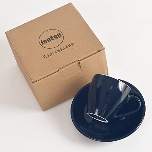 ionEgg Tasse à expresso en porcelaine avec soucoupe - 80 ml - Bleu marine