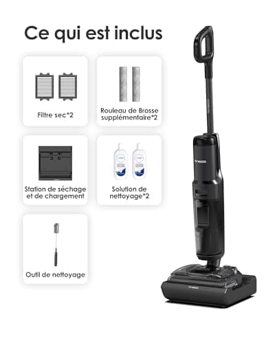 Tineco Floor One S7 Stretch Ultra Aspirateur Laveur, Aspirateur Balai sans Fil, Anti-emmêlage, Plat à 180°, Autonomie de 50 Minutes, Auto-Nettoyage Flashdry à 85°C, Nettoyage des Bords de Deux Côtés