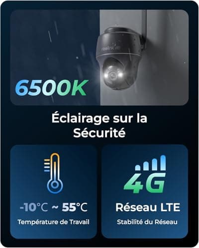 Reolink 4K/8MP LTE Camera Solaire, 4G Caméra Surveillance Extérieure sans Fil, Vision Nocturne Couleur, Détection Intelligente, Pan 355°& Tilt 140°, Go PT Ultra (Gris)+Panneau Solaire+Carte SD 32Go