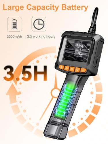 HOvicative Caméra Endoscopique, Endoscope HD 1080P, Camera Inspection Canalisation à Écran IPS de 2,4 Pouces, Caméra Étanche IP67, Câble Semi-Rigide de 5M, avec Lumière