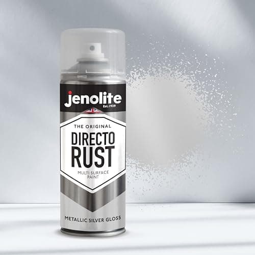 JENOLITE Directorust Peinture aérosol brillante métallique | Argenté | 3 x 400 ml | Peinture aérosol dorée multi-surfaces pour métal, bois, plastique | Apprêt tout-en-un, sous-couche et couche de