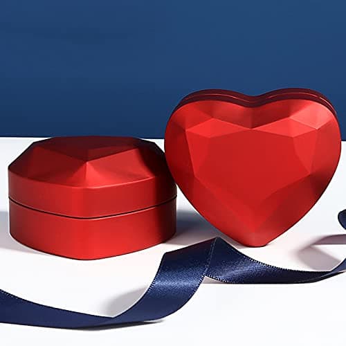 Boîte de Bague de Mariage, Boîte à Bague en Forme de Cœur en Velours, Forme de Coeur Boîte de Bague de Stockage de Mariage Saint Valentinpour Mariage, Fiançailles, Saint-Valentin (Rouge)