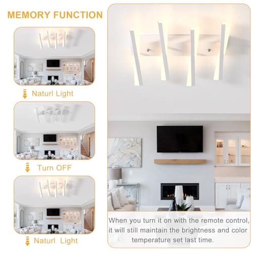GWYAJTU Plafonnier LED, Luminaire Plafonnier Dimmable 3000K-6000K Moderne, Lustre avec Télécommande APP pour Chambre À Coucher, Salon, Salle À Manger, Bureau-White