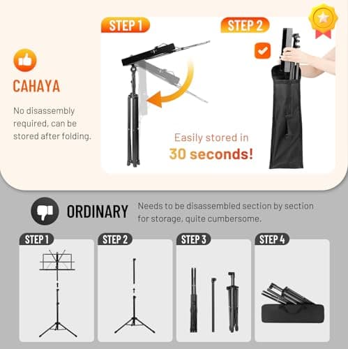 CAHAYA Pupitre de Musique Pliable, Léger, Portable Ajustable [Support pour Partition de Musique & Porte-livre pour Bureau à Double Usage 2 en 1 ] avec Sac de Transport, Support de Partitions en Métal