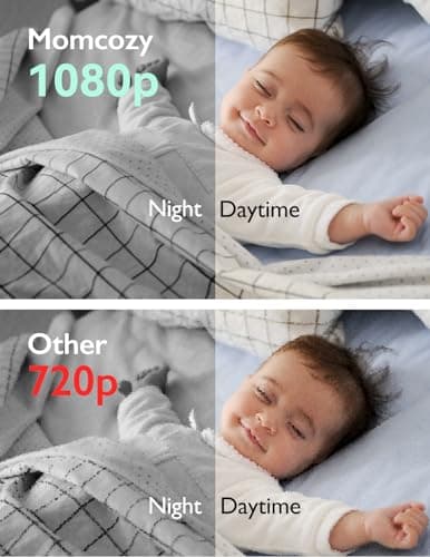 Momcozy Babyphone avec caméra Écran 5 Pouces HD 1080P Moniteur bébé sans WLAN Batterie 5000 mAh Audio bidirectionnel Mode Vox IR Vision Nocturne Objectif Grand Angle Portée 960 Pieds sécurité bébé