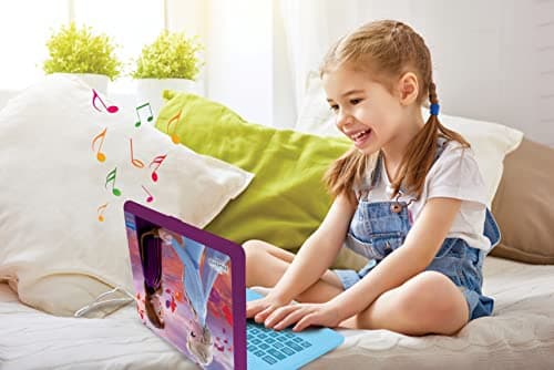 Lexibook Disney Frozen La Reine des Neiges 2-Ordinateur Éducatif Bilingue Français/Néerlandais-Jouet Filles avec 124 Activités pour Apprendre, S'amuser et Jouer du Piano-Bleu/Violet, JC598FZi10