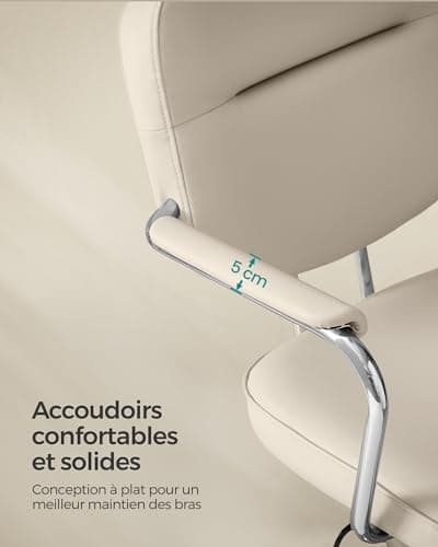 SONGMICS Chaise de Bureau, Chaise pivotante, Chaise de Bureau, Ergonomique, accoudoirs individuels, Fonction d'inclinaison, Hauteur réglable, Chambre à Coucher, Bureau, Beige Cappuccino OBG033W01