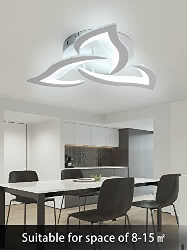KAUCQI Plafonnier LED Plafonnier chambre moderne Φ56cm pétales de fleurs Plafonnier LED 6000K, éclairage décoratif de au plafond pour le salon, la chambre à coucher,Blanc