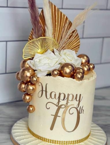 Roaring Good Time décoration de gâteau boho champagne boules d'or décoration de gâteau feuilles de palme d'or décoration de gâteau bohème boules d'or blanc pour mariage anniversaire anniversaire