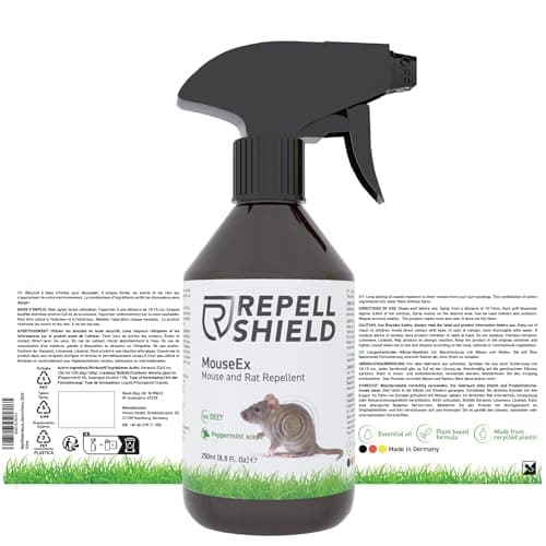 RepellShield® Répulsif Anti Souris & Anti Rat – 250ml – Menthe Poivrée Ultra Concentrée – Non Tachant – Usage Intérieur & Extérieur – Éloigne Les Rongeurs – Anti Souris et Rats Puissant