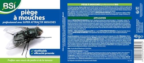 BSI - Piège A Mouches - Attrape Et Digère Jusqu'à 20 000 Insectes - Avec son Attractif - Pour Un Usage Extérieur - Prêt A l'Emploi - Réutilisable