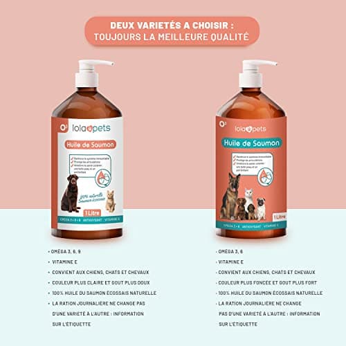 Huile de Saumon pour Chien et Chat 1 Litre - Saumon de NORVÈGE 100% Naturelle - Pressé à Froid - Riche en Omega 3+6+9 et Vitamine E | Pratique doseur (Rouge)