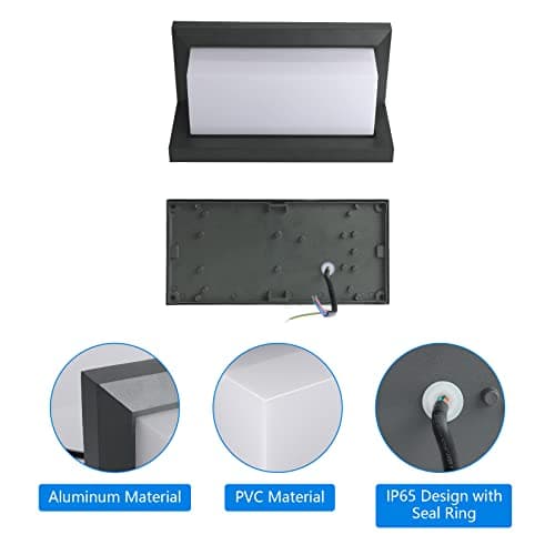 Klighten 2 Piece 24W LED Extérieure Applique Murale, 3000K, IP65 Applique murale étanche, Applique murale en aluminium pour l'intérieur, l'extérieur, la cour, etc. Anthracite