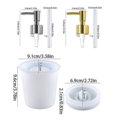 Koonafy 6 Pcs Moule Resine Epoxy,Moule en Siliicone avec Pump and Paille, Distributeurs de lotion moules époxy pour cuisine, salle de bain, porte-stylo