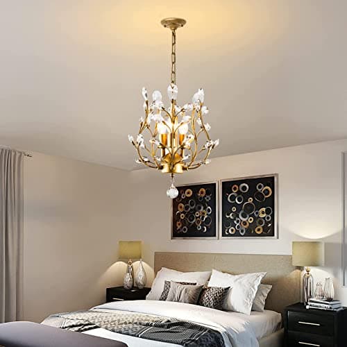 Ganeed lustres en cristal K9 pendentif en cristal lustre luminaires plafonnier pour salon chambre restaurant couloir or 3 lumières