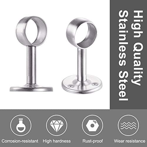 Increway Lot de 2 supports avec tube pour penderie en acier inoxydable, Dia 19mm